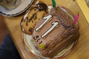 次女のケーキ11歳の飾り付き
