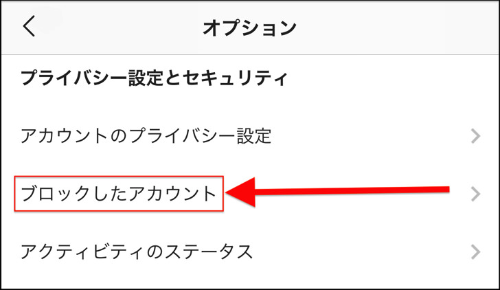 ブロックしたアカウント