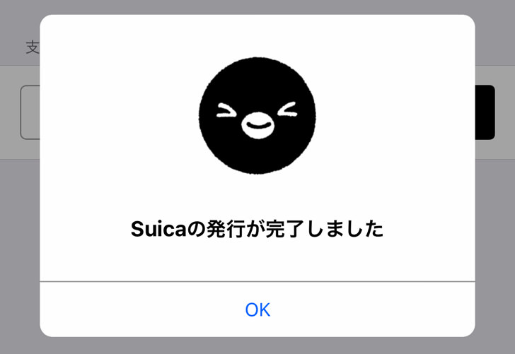 Suicaの発行が完了しました